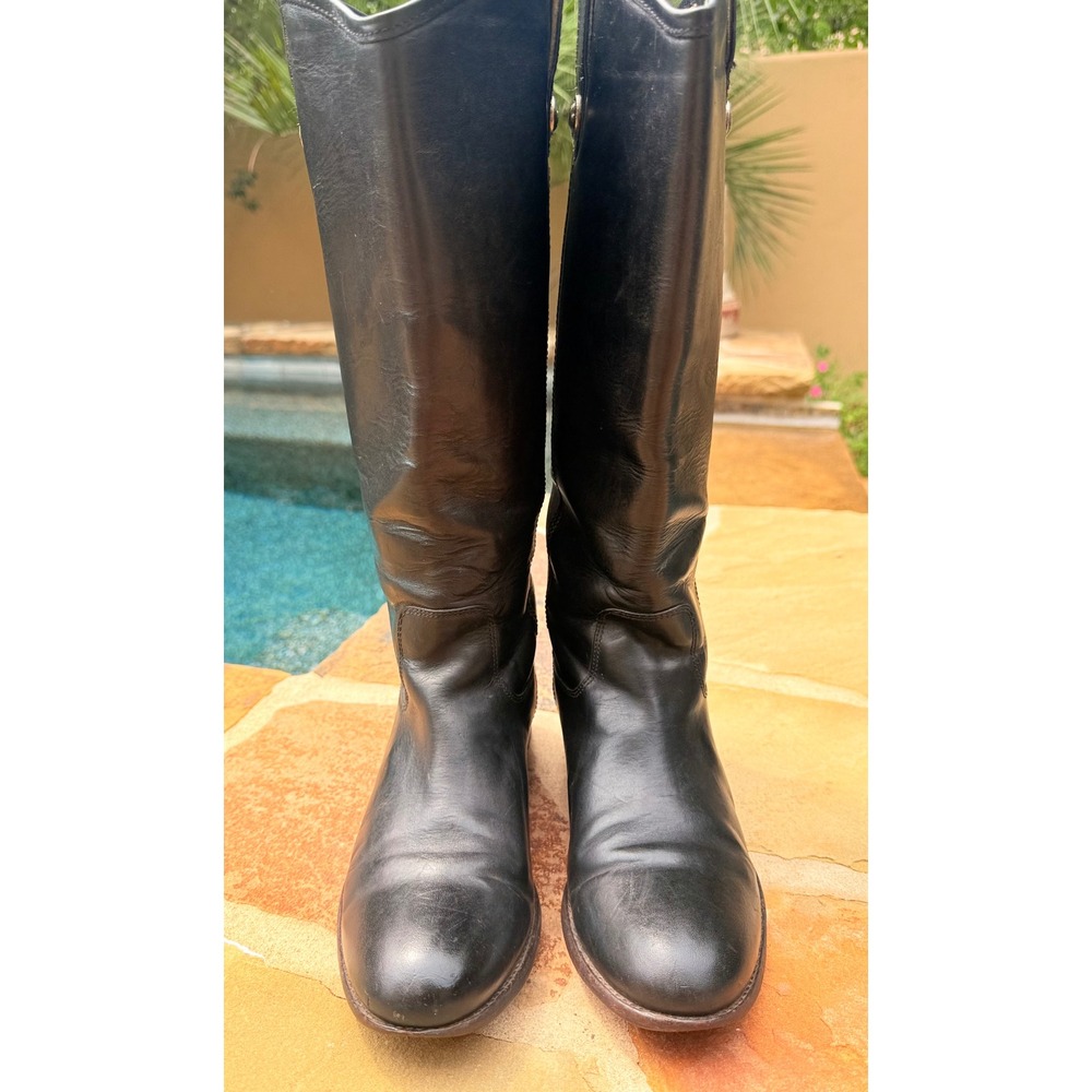 Frye Melissa Button Riding Boots Black Leather Tall Pull On Women's 7B - Picture 2 of 10